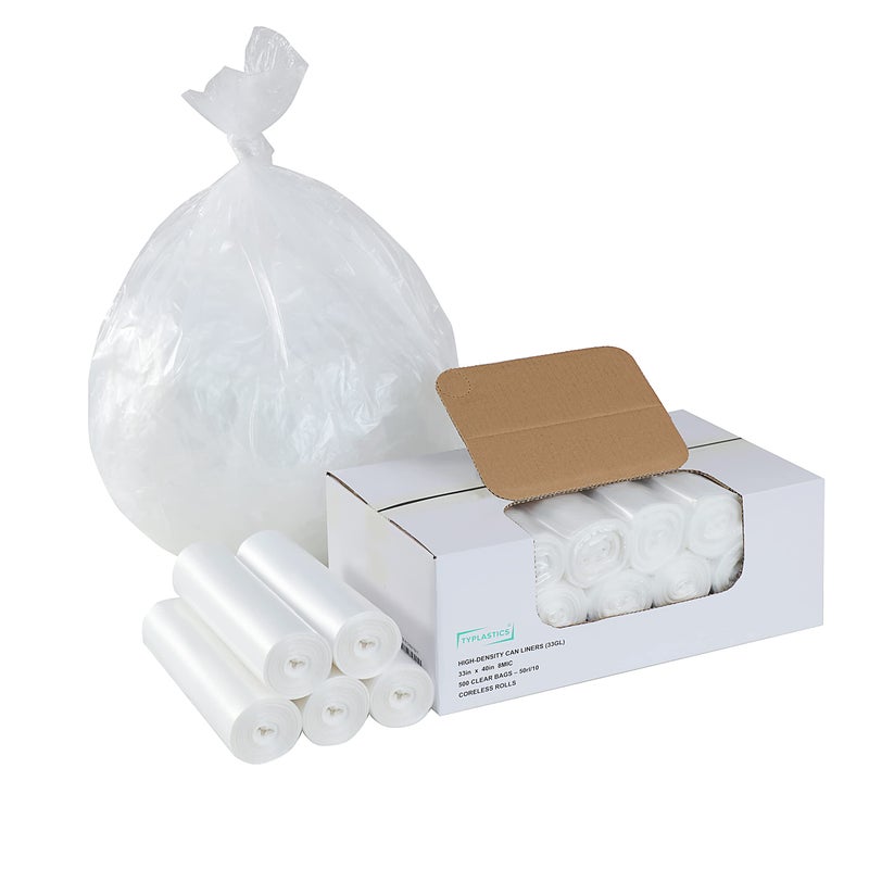TYPLASTICS 40-45 Gallon Clear Trash Can Liners - 40" x 48" â€“ High Density Garbage Bags - Case of 250 â€“ Multipurpose for Office, Outdoor, Recycling, Industrial and Commercial - Image 3
